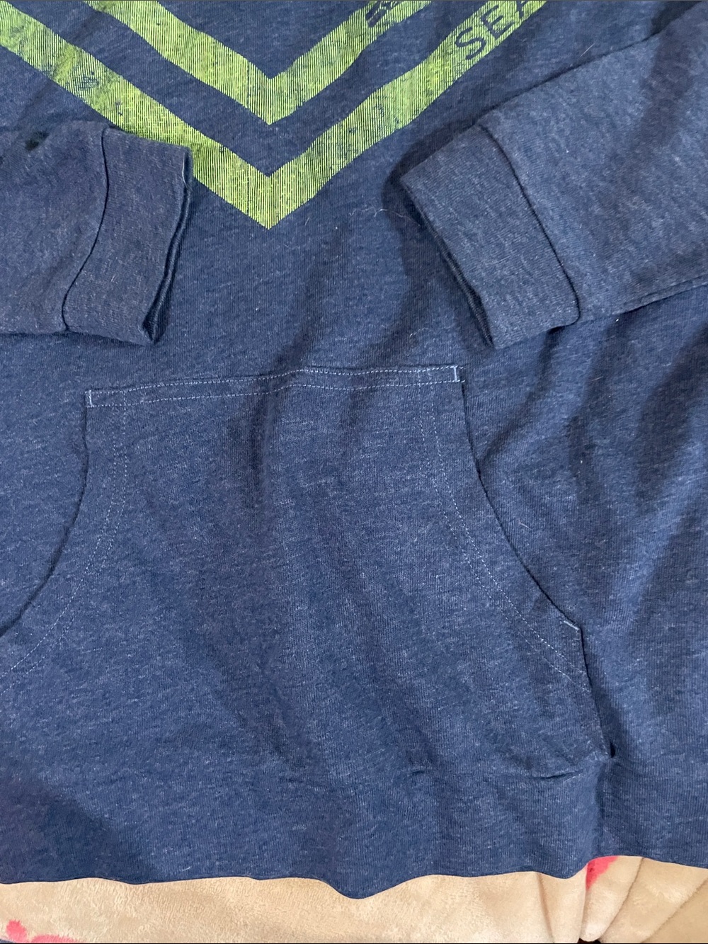 NFL Seattle Seahawks Navy Blue Hoodie with Green Chevron - Picture 5 of 6